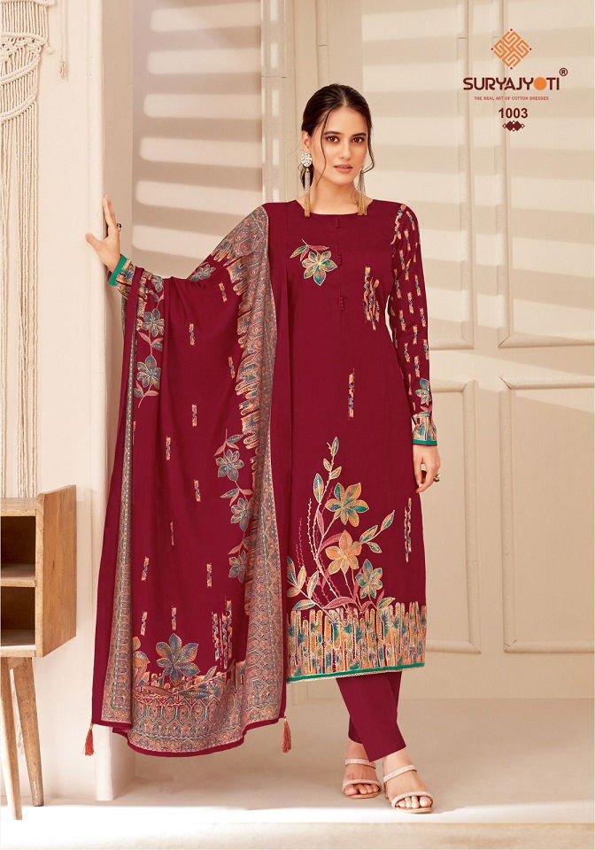 Kaara Vol 1 By Suryajyoti jaam Satin Printed Dress Material Wholesale Online